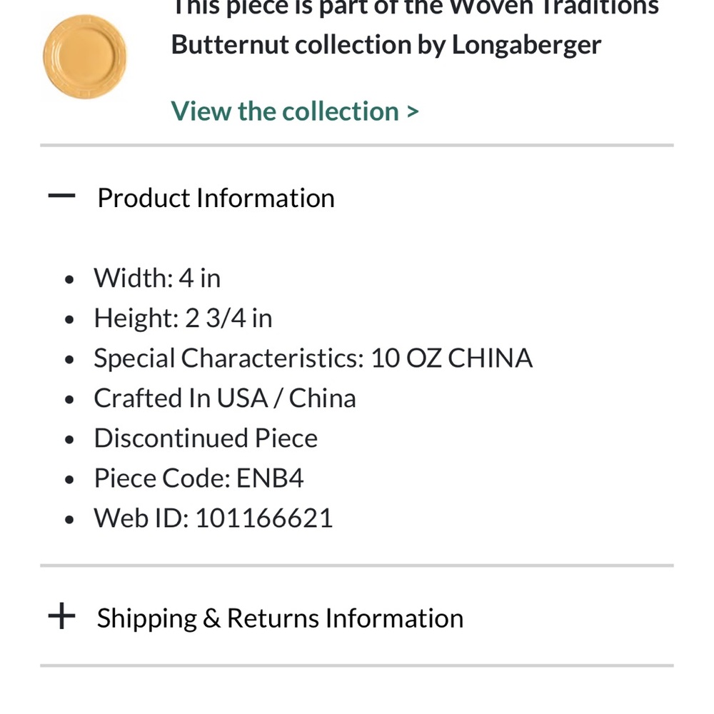 Longaberger Woven Traditions Butternut 4” Entertaining Bowl - Picture 6 of 6